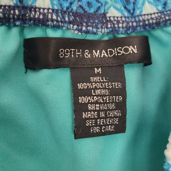 89th & Madison Skirt Womens Size M Medium Blue Green Mixed Pattern Chiffon Lined - Picture 3 of 5